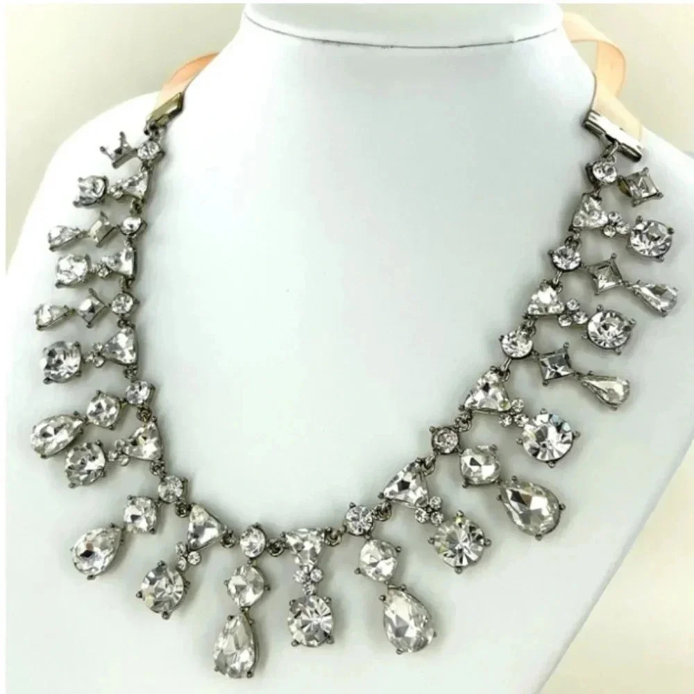 Princess Ribbon Partywear Necklace with Rhinestones